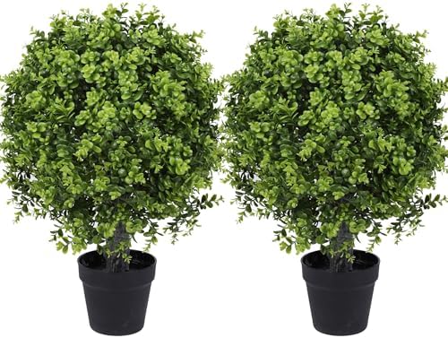 22 Inch Artificial Boxwood Topiary Tree 2 Pack