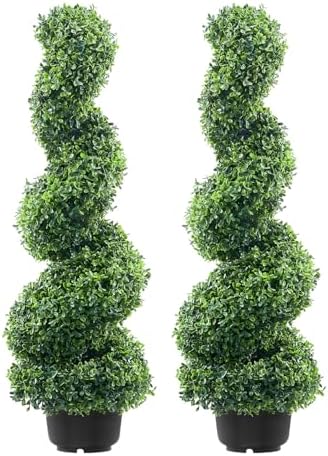 FutureNest Artificial Boxwood Topiary Trees 3ft 2 Piece Set