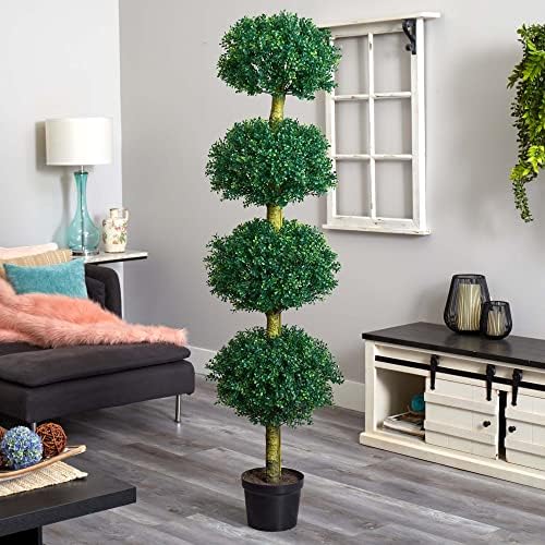Nearly Natural 6ft Four Tier Boxwood Artificial Topiary Tree