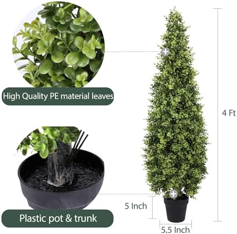 48 Inch Artificial Boxwood Topiary Tree 2 Pack