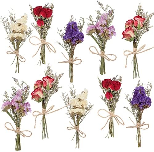 10 Pack Mini Dried Flower Bouquets with Stem Forget Me Not