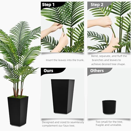 Astidy Artificial Palm Tree 5FT - Fake Tropical Areca Plant with Black Planter