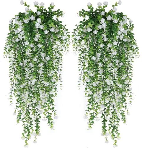 WEISPARK Artificial Hanging Flowers 4pcs White Garland