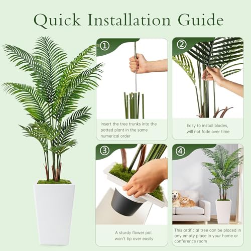 6FT Artificial Palm Tree White for Home Office Decor
