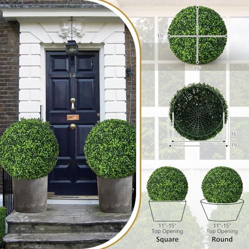 GOFLAME 2PCS 19 Inch Artificial Boxwood Topiary Balls