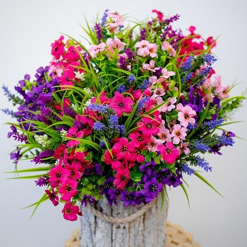 AXYLEX Artificial Flowers Outdoor Set 16 Bundles UV Resistant