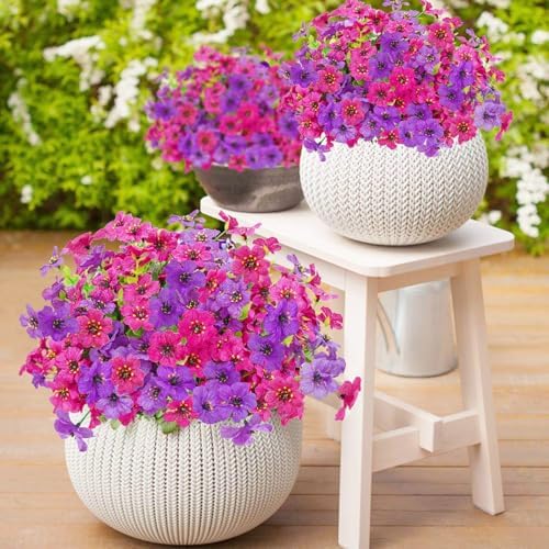 Yastouay 12 Bundles Artificial Flowers for Outdoor Decor