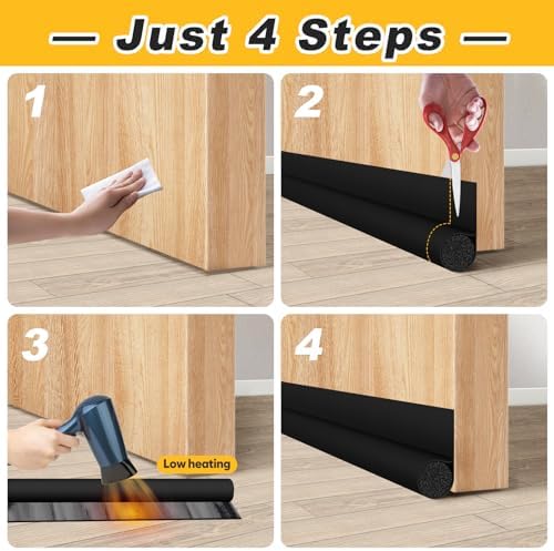 HomeProtect 2 Pack Adjustable Door Draft Stopper Black