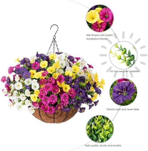 Ivydale Artificial Hanging Morning Glory Flowers Basket
