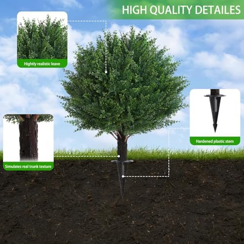 16-Inch Artificial Cypress Topiary Balls 4PCS Natural Decor