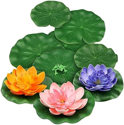 10pcs Floating Foam Lotus Flowers with Artificial Frog