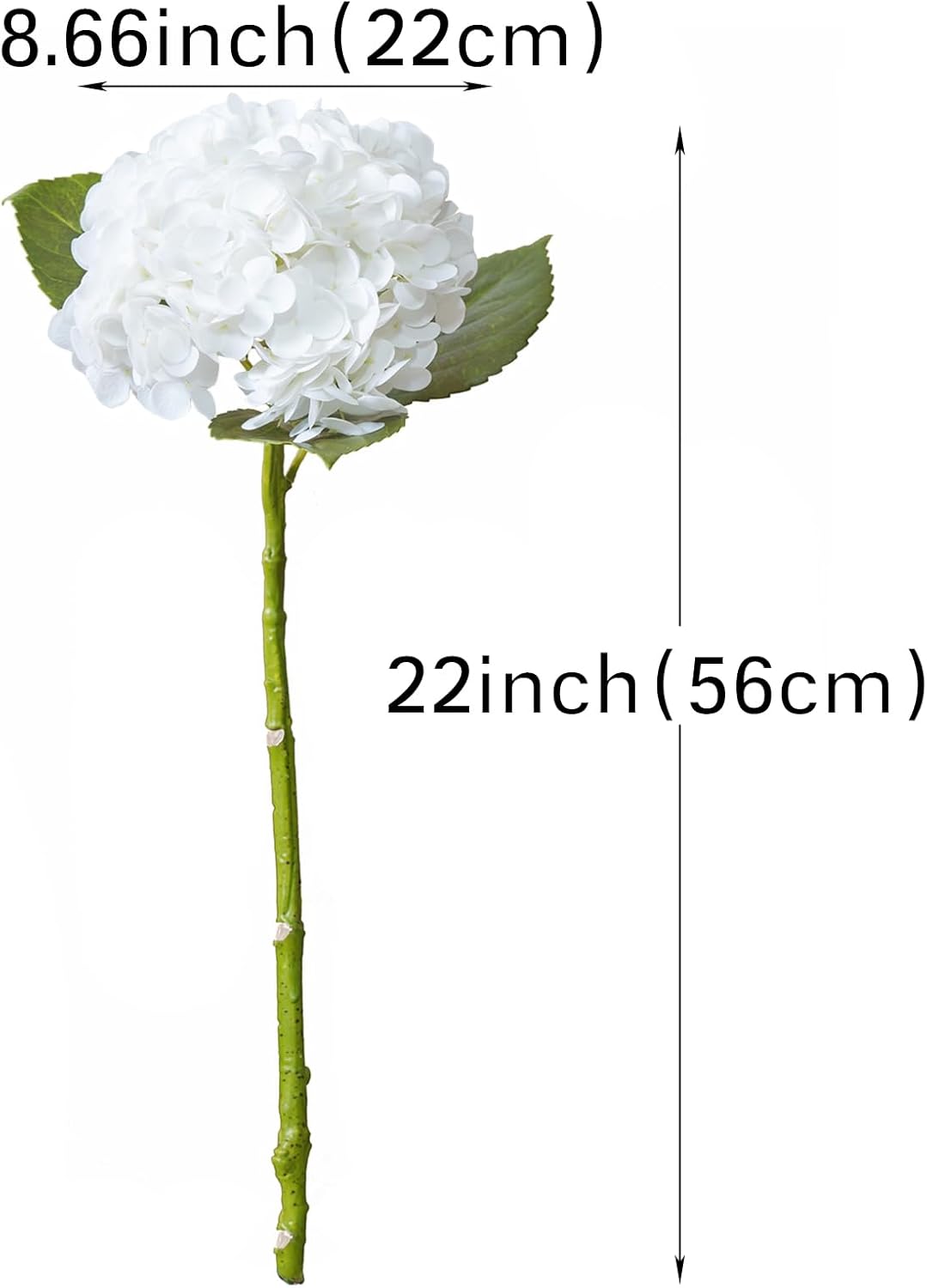 3PCS 22 Inch Realistic Artificial Hydrangea Bouquet White