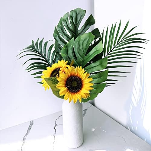 Winlyn 9-Pack Artificial Sunflower Stems for Vase Bouquets Centerpieces