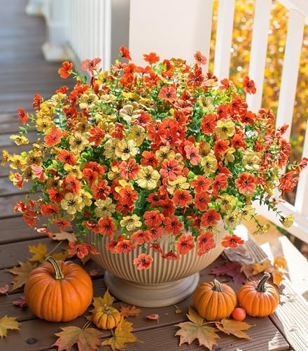 HyeFlora Artificial Fall Flowers Faux Mums Plants