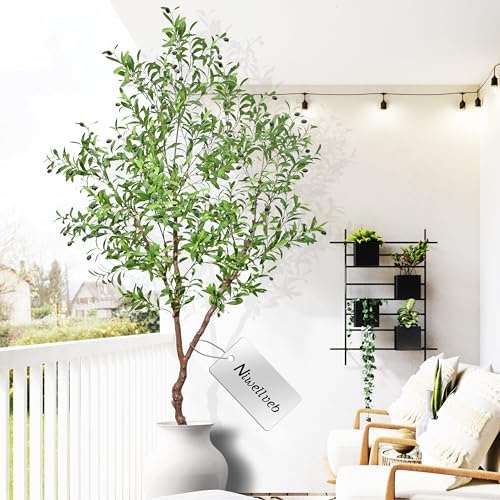 Niwellveb 7 Feet Artificial Olive Tree with Realistic Fruits
