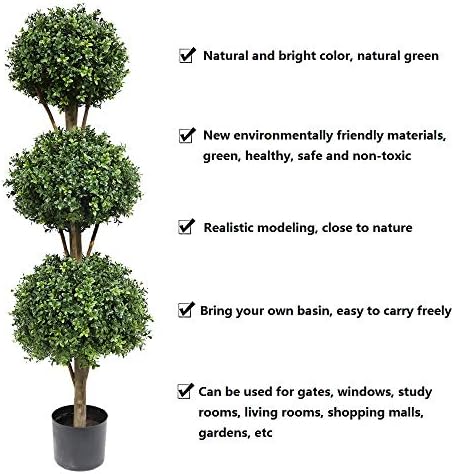 56 Inch Boxwood Triple Ball Artificial Topiary Tree
