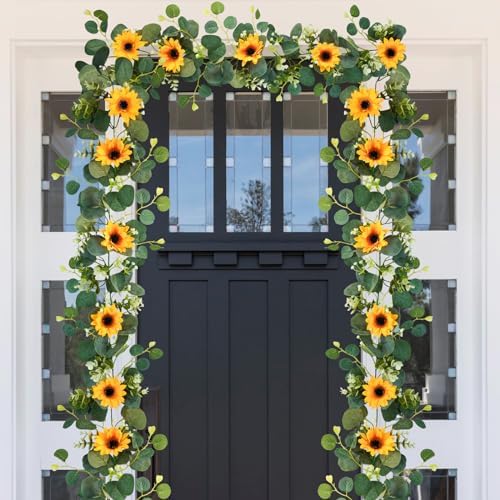 Uieke 2 Pack Artificial Sunflower Garland 6ft