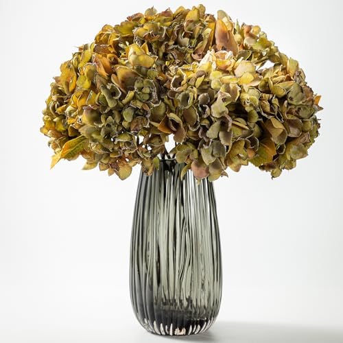TOPIA Silk Dried Hydrangea Flowers 6 PCS Green