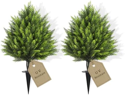 HMASYO 30 Inch Artificial Cedar Topiary Set of 2