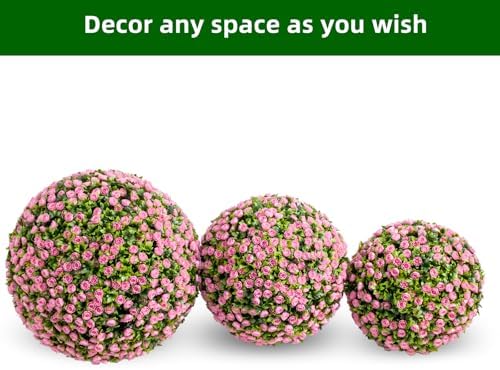 Garvee 177 Inch Artificial Topiary Balls Set of 2 Pink Rose