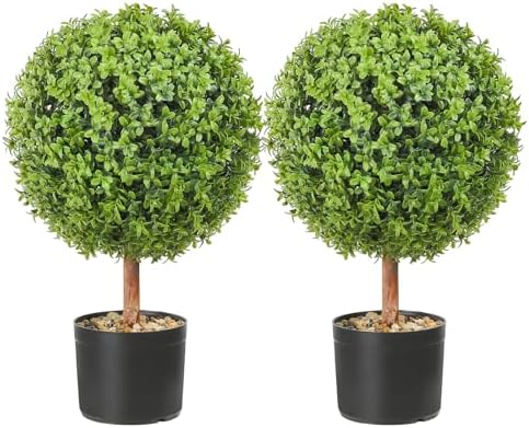 VEVOR Artificial Boxwood Topiaries 24 Inch Tall 2 Pack