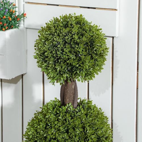 HOMCOM Artificial Topiary Plants Set of 2 Green Indoor Outdoor