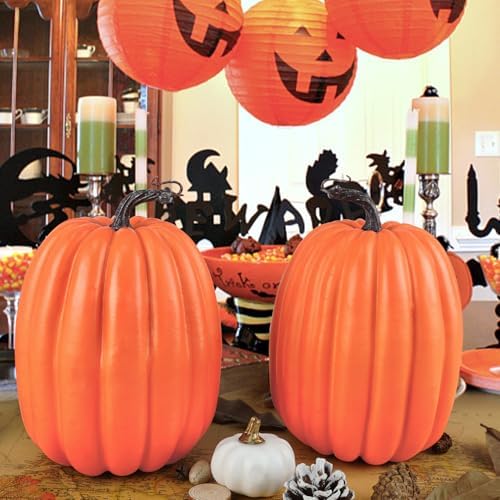 Artmag 8 Inch Artificial Pumpkins 2PCS Fall Decor