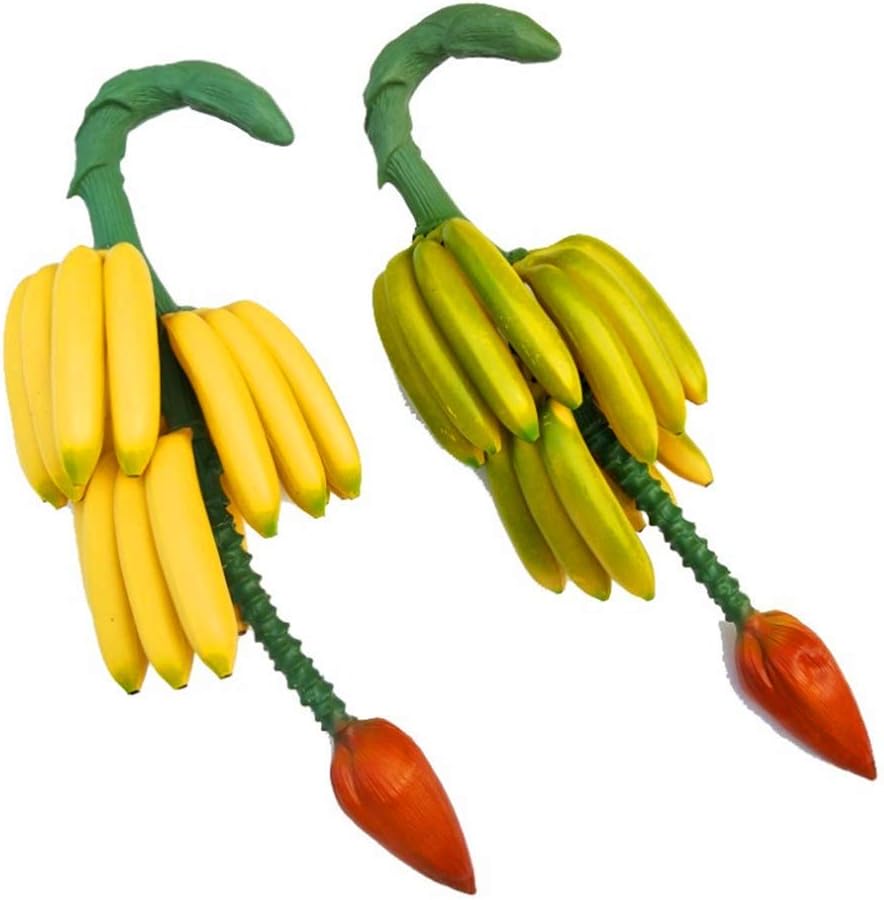 Zzooi Artificial Whole Banana Cluster Faux Bunch of Bananas with Stalk