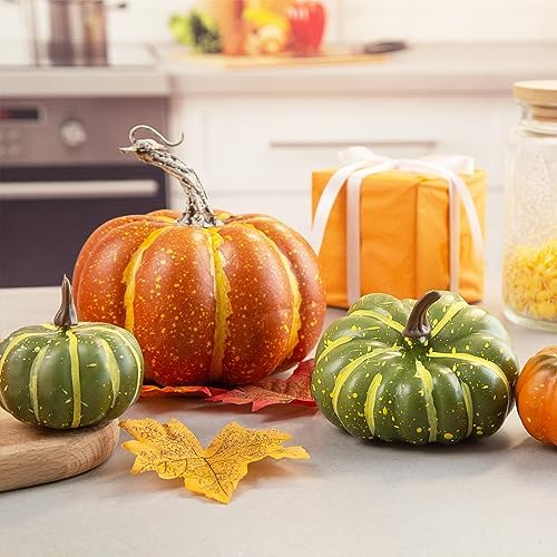 FUTUREPLUSX 38 Piece Artificial Pumpkin Set for Fall Decor