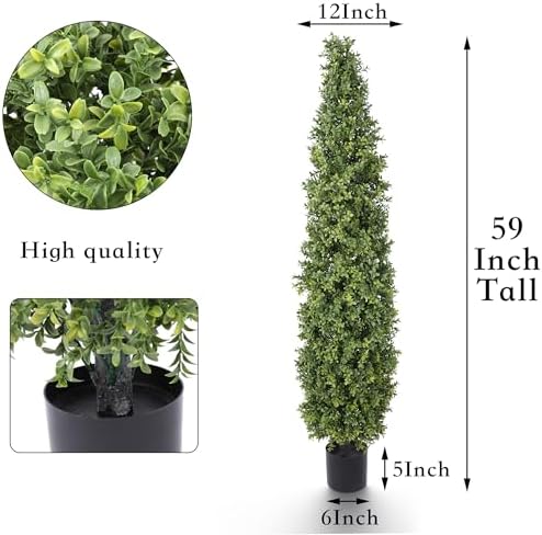 Artificial Boxwood Topiary Tree 5FT Fake Topiary Potted Plant 2Pack