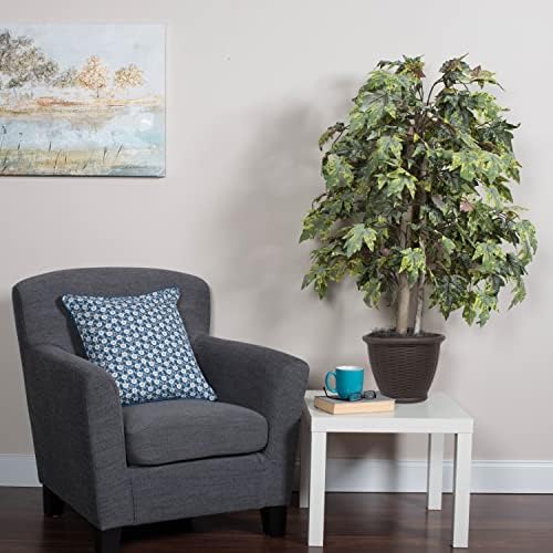 Vickerman 4 Foot Artificial Frosted Maple Bush with Brown Container