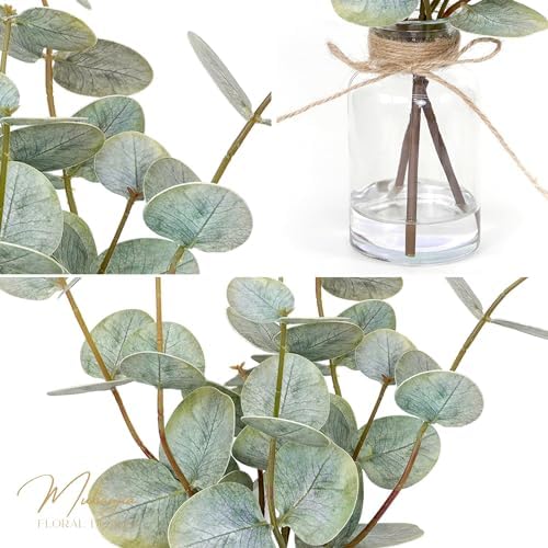 Artificial Eucalyptus Stems in Glass Vase with Faux Water 3Pcs