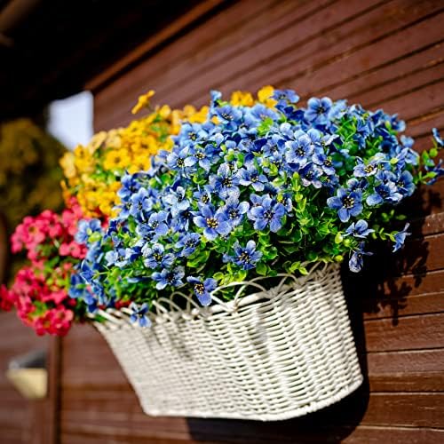 16 Bundle Artificial Flowers for Outdoor Decoration Blue