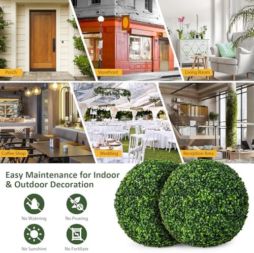 GOFLAME 2PCS 19 Inch Artificial Boxwood Topiary Balls