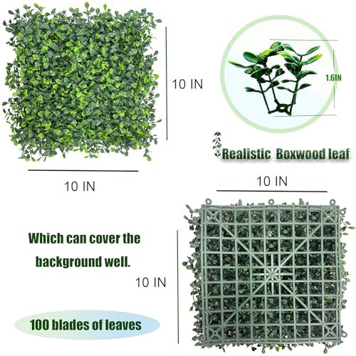 Artificial Grass Wall Backdrop 16P Boxwood Faux Green Wall Panels