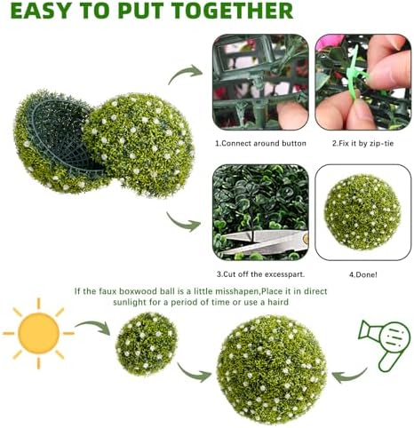 GarveeHome Artificial Topiary Ball Set of 2
