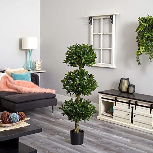 Nearly Natural 5ft Triple Bay Leaf Topiary UV Resistant