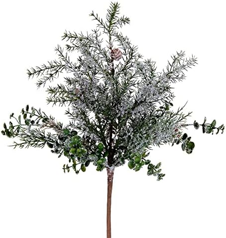 Vickerman 20 Inch Snow Cedar Eucalyptus Artificial Bush 2 Bag