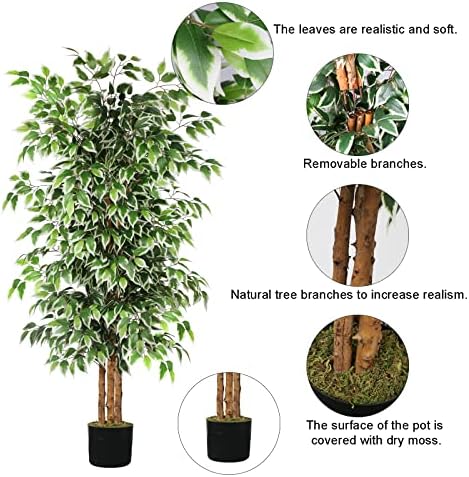 GTIDEA 6ft Artificial Ficus Tree with Natural Trunk
