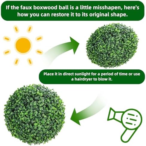 GarveeHome Artificial Topiary Balls 2 Pcs Outdoor Decor