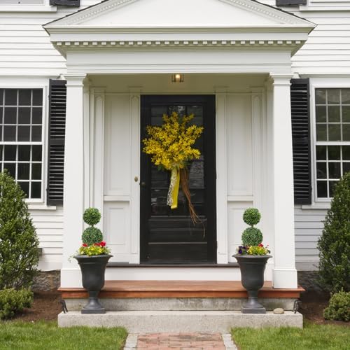 UNADRA Faux Boxwood Topiary Plants 2 Pack 24 Inch Artificial