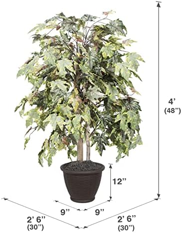 Vickerman 4 Foot Artificial Frosted Maple Bush with Brown Container