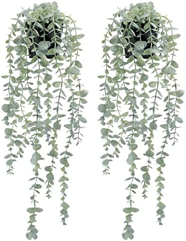 COCOBOO 2pcs Artificial Hanging Eucalyptus Plants for Home Decor