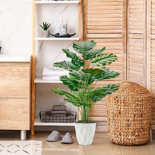 Der Rose 28 Inch Artificial Monstera Plant with White Pot