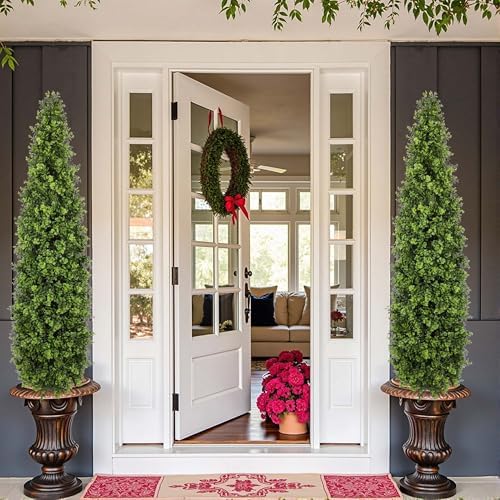 5FT Artificial Boxwood Topiary Tree 2 Pack for Home Office Garden