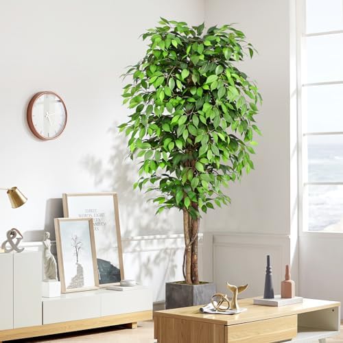 7ft Ficus Artificial Tree with Realistic Leaves and Moss
