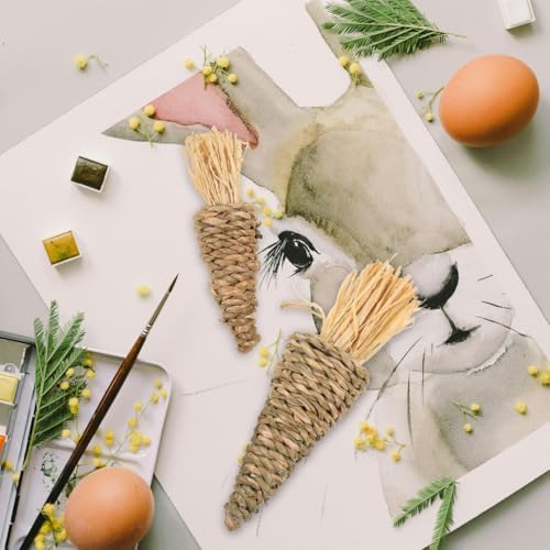 Zerodeko 8pcs Easter Woven Carrot Hanging Ornaments