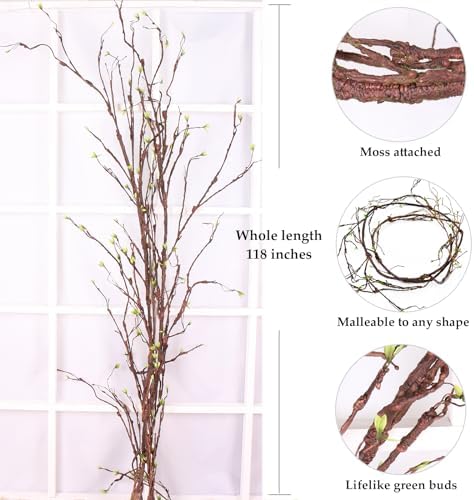 118 Inch Malleable Artificial Floral Tree Branches Twigs Vines Rattan
