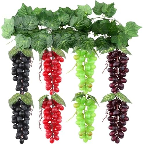 8 Bunches Artificial Grapes with 3 Grape Vines Hanging Decor