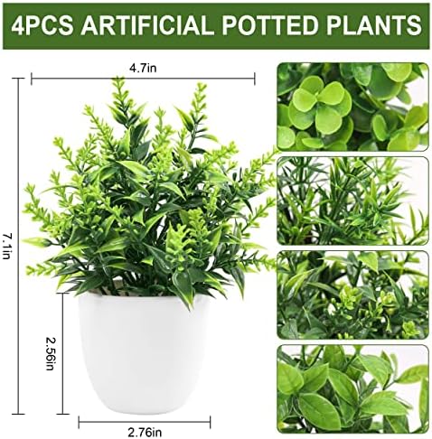 Der Rose 4 Pack Small Fake Plants Indoor Decor